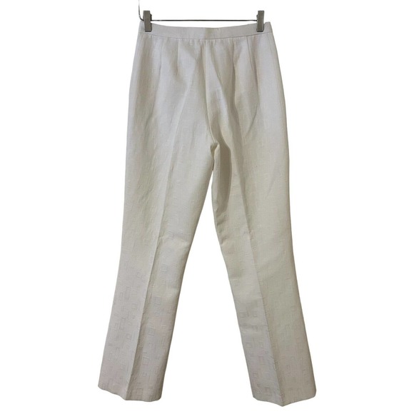 Alberto Makali Cream Abstract Textured Patterned High Waist Flat Front Pants - 8 - Picture 6 of 10